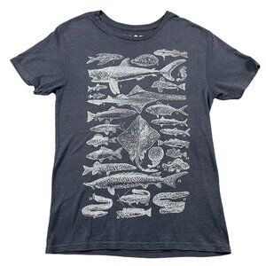 Case Study Sharks & Fish T-Shirt Mens Large Blue Tee